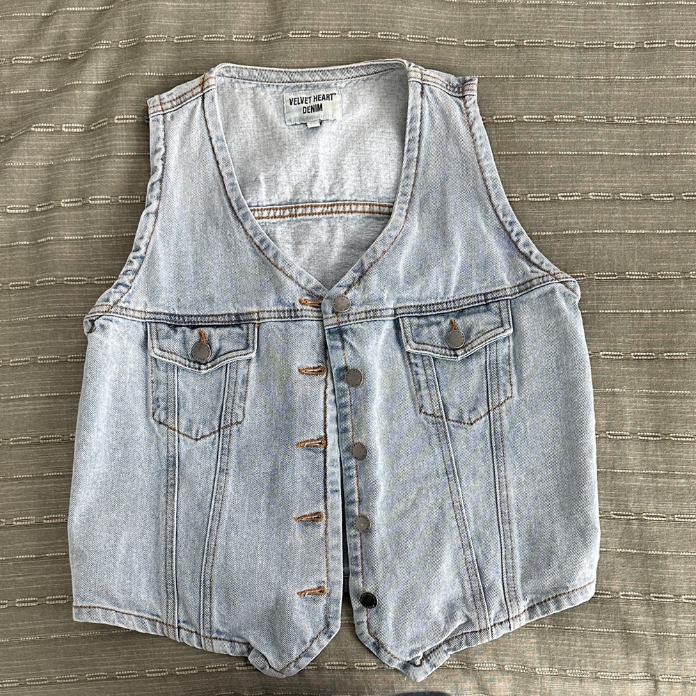 Velvet Heart Faded Blue Denim Vest
